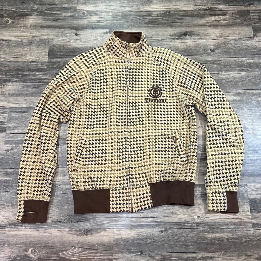 Element Skateboards Houndstooth Y2K‎ Full Zip Sweatshirt Men's Medium Streetwear